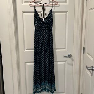 Xhilaration Black/Teal Paisley Maxi Dress - Size M